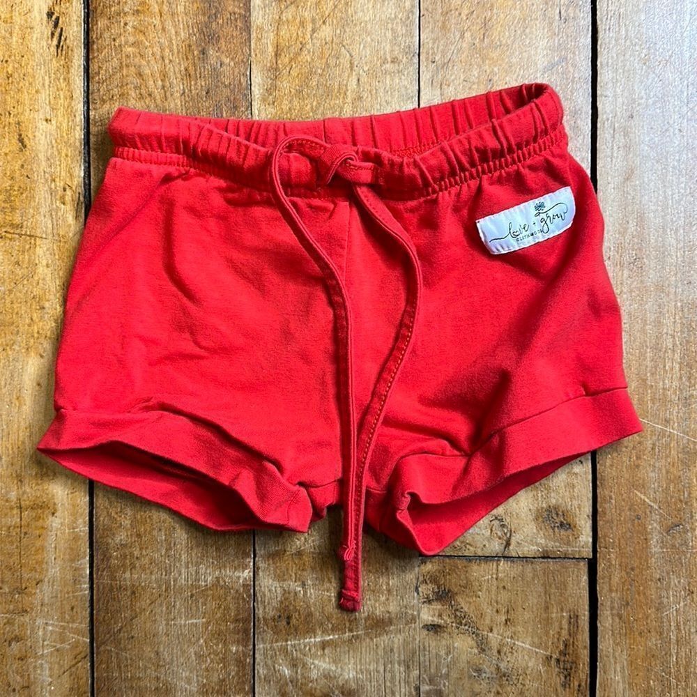 Love + Grow clothing co red shorts 3T cotton retro style spring summer